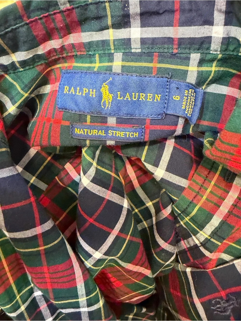 Ralph Lauren Natural Stretch Boys' Christmas Plaid Button-Down Shirt Size 6